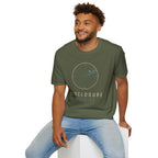 Man wearing green UFO disclosure t-shirt with a classic radar screen showing a flying saucer tracked in the upper quadrant with a sweep trail and the words DISCLOSURE INCOMING in cream and cyan
