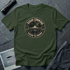 Radar Command UFO patch t-shirt with flying saucer on radar scope and vintage squadron design, military green