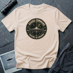 Radar Command UFO patch t-shirt with flying saucer on radar scope and vintage squadron design, natural