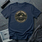 Radar Command UFO patch t-shirt with flying saucer on radar scope and vintage squadron design, navy blue