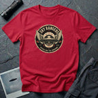 Sky Rangers UFO badge t-shirt with wings, saucer and vintage 1947 squadron patch design, red