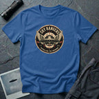 Sky Rangers UFO badge t-shirt with wings, saucer and vintage 1947 squadron patch design, royal blue
