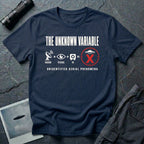 Radar, eye, and infrared camera icons adding up to a targeted UFO with an X mark and Unidentified Aerial Phenomena text on a navy blue t-shirt